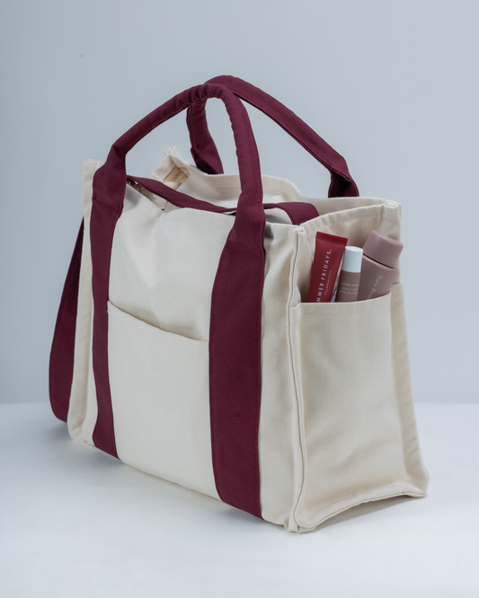 The Aubrey On-the-Go Bag - Crimson Cream