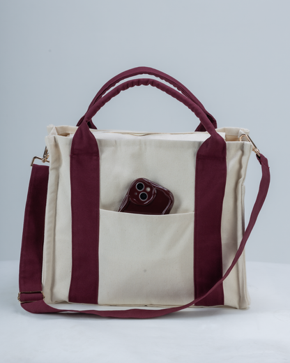 The Aubrey On-the-Go Bag - Crimson Cream