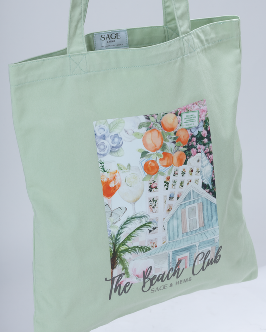 The Beach Club Tote Bag - Lagoon Leaf